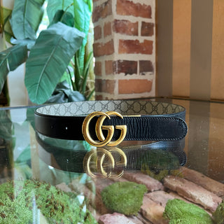 GUCCI Supreme Black GG Canvas Reversible Belt 80/32(4US)