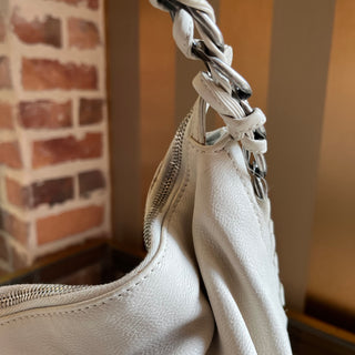 CHANEL Modern Chain White Calfskin Leather Hobo Bag
