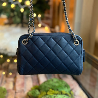 CHANEL In & Out Camera Case Small Quilted Caviar Crossbody Bag