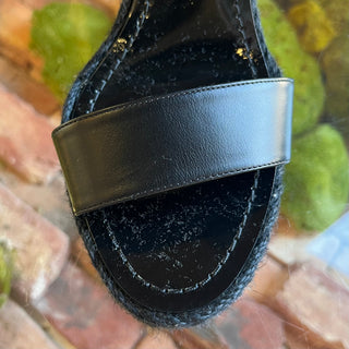 LOUBOUTIN Chocazeppa Spikes Black Espadrille Wedges SZ 38 (US 8)