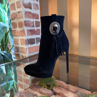 SAINT LAURENT Black Suede Ankle Boots Janis SZ 36 (US 6)