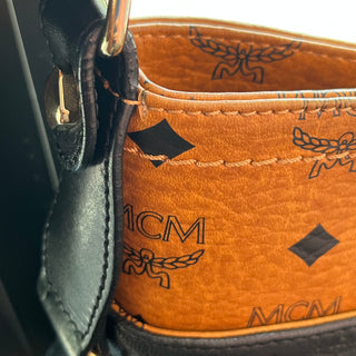 MCM Cognac Embossed Visetos Monogram Hobo Bag