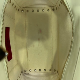 VALENTINO Trapeze Small White Calfskin Leather Rockstud Tote