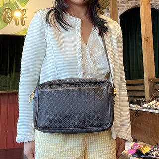 LOEWE Vintage Brown Anagram Canvas Pouch Crossbody Bag