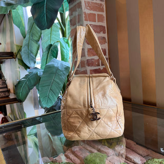 CHANEL Cloudy Bundle Beige Leather Bowler Bag