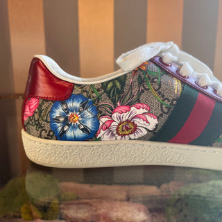 GUCCI Red Green Flora GG Supreme Web Ace Sneakers SZ 38 (US 8)