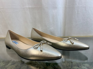 PRADA Gold Saffiano Pointed Ballet Flats Sz 40.5