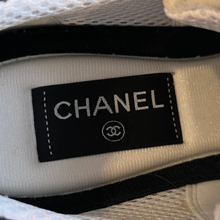 CHANEL White/Black CC Trainer Sneakers SZ 39 (US 9)