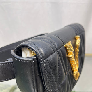 VERSACE Virtus Vitello Black Belt Bag