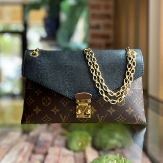 LOUIS VUITTON Pallas Chain Noir Monogram Canvas Leather Crossbody Bag