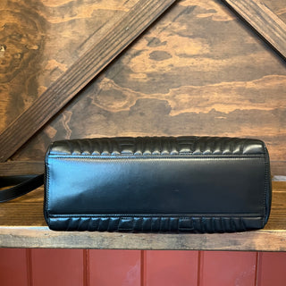PRADA Diagramme Black Soft Calfskin Leather Impunture Tote