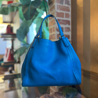 GUCCI Soho Medium Blue Pebbled Leather Tote Bag