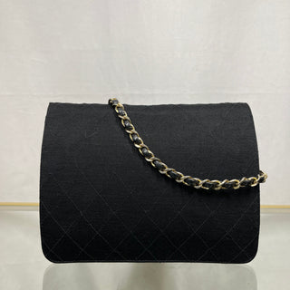 CHANEL Jersey Quilted Medium Black Single Flap TS3787