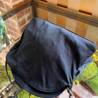 FENDI Baguette Vintage Black Neoprene Double Flap Shoulder Bag