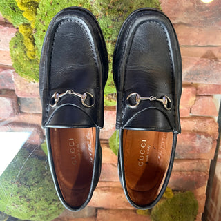 GUCCI Black Leather Horsebit Loafers SZ 7.5