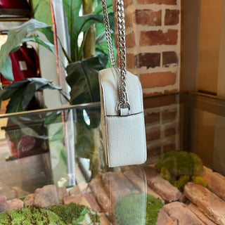 JIMMY CHOO Small Bauti White Embossed Logo Crossbody