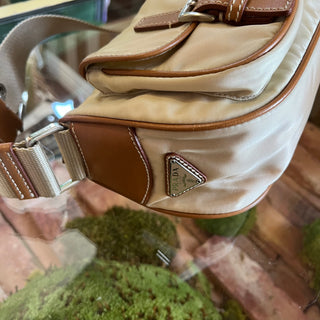 PRADA Beige Tessuto Double Pocket Shoulder Bag