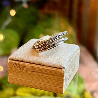 DAVID YURMAN Crossover Band 925 Sterling Silver Diamond Ring SZ7.5