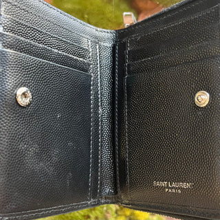 SAINT LAURENT Cassandre Matelassé Black Leather Snap Wallet