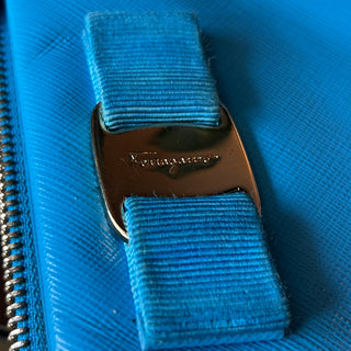 SALVATORE FERRAGAMO Vara Tracy Blue Satchel Shoulder Bag