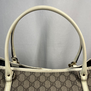 GUCCI GG Supreme Web White Joy Tote w/ Lulu French Poodle Charm