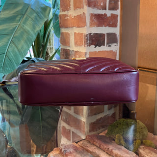 SAINT LAURENT Lou Camera Red Calfskin Matelassé Monogram Crossbody Bag