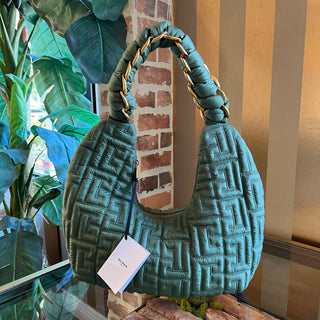 BALMAIN Pillow Quilted Green Nylon Hobo Bag