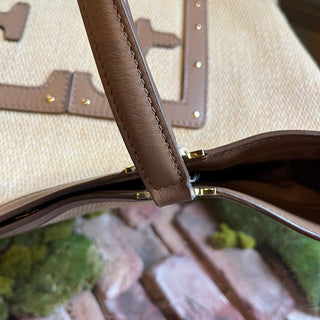 FURLA Beige Brown Rattan Tote