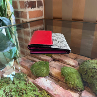 GUCCI Color Block wallet Red GG Supreme Canvas Wallet