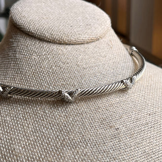 DAVID YURMAN X Station Cable Diamond Sterling Silver Choker Necklace DIA301