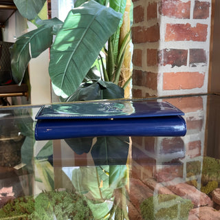 SAINT LAURENT Belle De Jour Blue Patent Leather Clutch