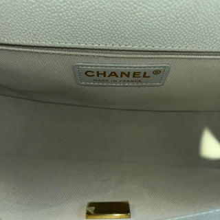 CHANEL Boy Flap Medium Gray Caviar Quilted Shoulder Bag
