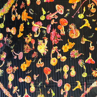 HERMES Champignons Multicolor Silk Plisse Scarf