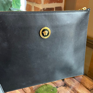 VERSACE Black Leather Medusa Clutch DIA320
