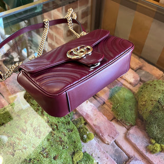 GUCCI GG Marmont Medium Rosso Ancora Red Leather Shoulder Bag