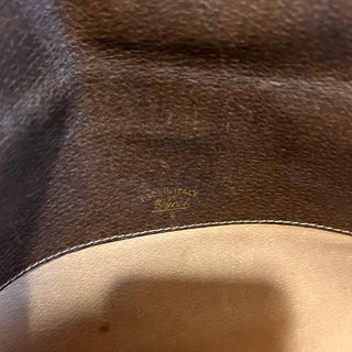 GUCCI Sherry Line Brown Leather Web Vintage Clutch Bag