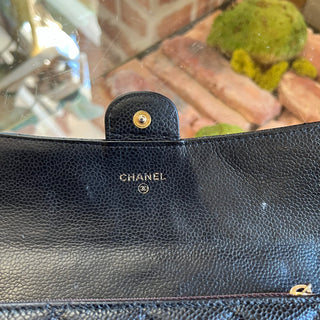 CHANEL Classic Flap Black Quilted Caviar Leather Wallet