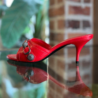 BALENCIAGA Cagole Red Patent Leather Kitten Heels SZ36(6US)