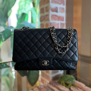 CHANEL Maxi Single Flap Black Caviar Shoulder Bag