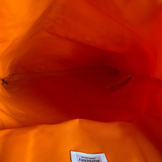 BURBERRY Orange Logo Print Nylon Tote Bag