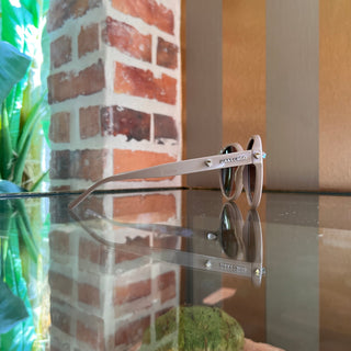 JIMMY CHOO MORE/S NPIEU Studded Beige Acetate Round Eye Sunglasses