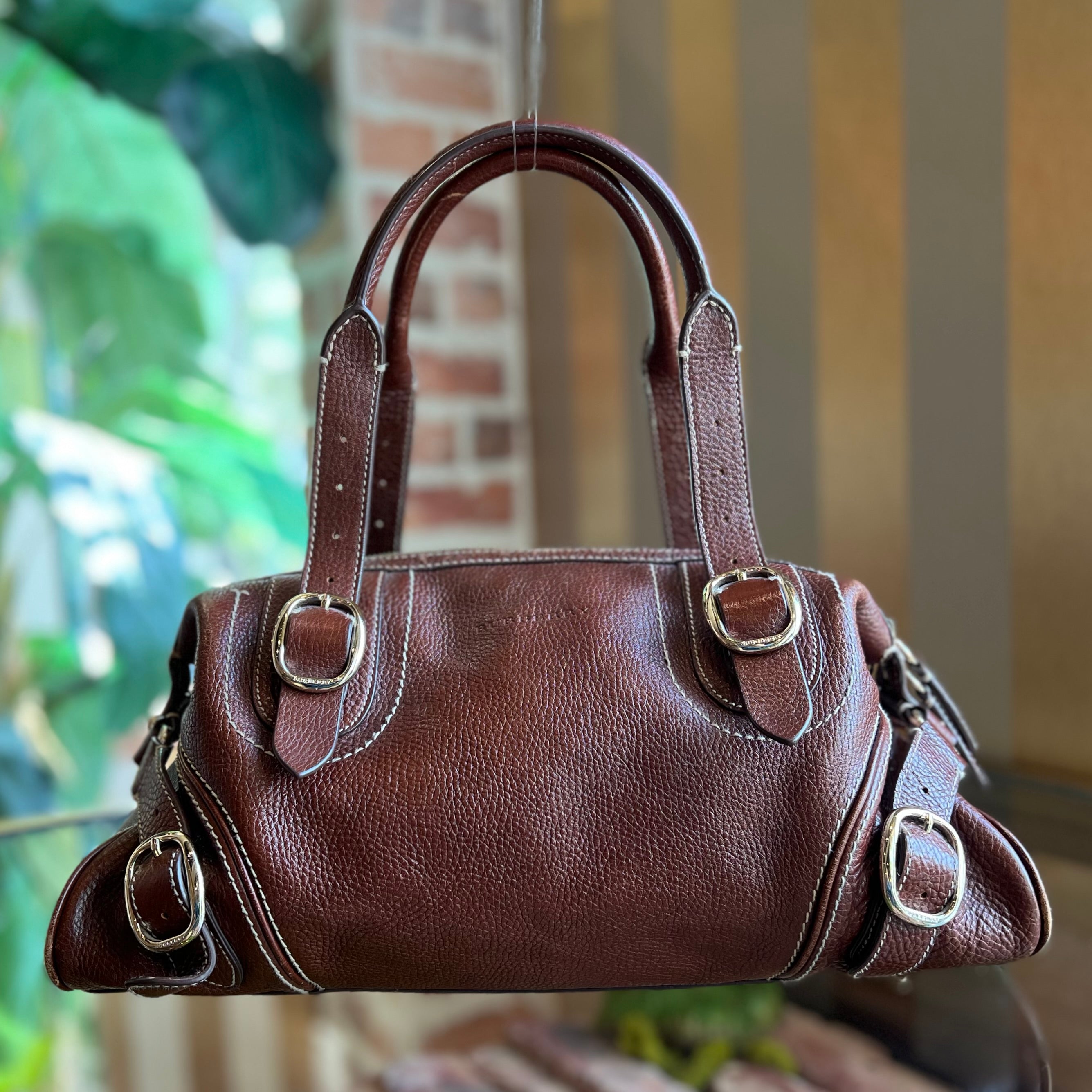 Burberry Brown popular Leather Satchel Bag