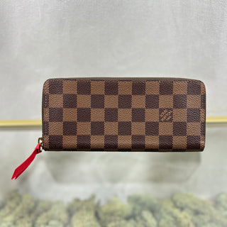 LOUIS VUITTON Damier Ebene Cherry Brown Clemence Wallet