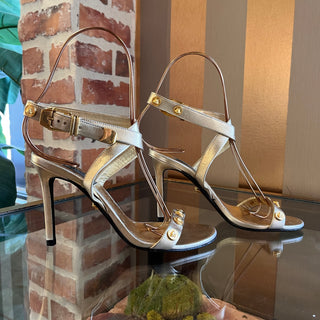 VERSACE Metallic Gold Leather Medusa Heels SZ 36 (US 6)