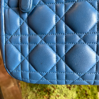 DIOR Medium Miss Dior Flap Blue Cannage Leather Shoulder Bag