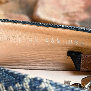 GUCCI Horsebit GG Denim Flats SZ 36.5 (US 6.5)