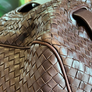 BOTTEGA VENETA Ebano Intrecciato Woven Nappa Leather Satchel Bag