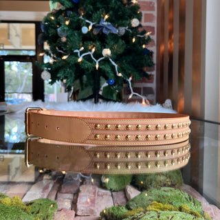 LOUIS VUITTON Belt Vachetta Studded Belt SZ80/32(4US)