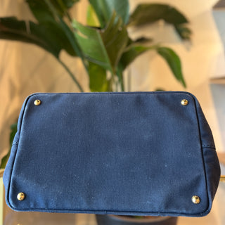 PRADA Canapa Navy Blue Medium Tote