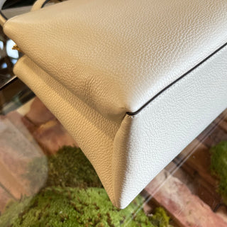 TORY BURCH White Pebbled Leather Top Handle Bag